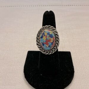 Spiny Oyster Turquoise Sterling Silver Ring
